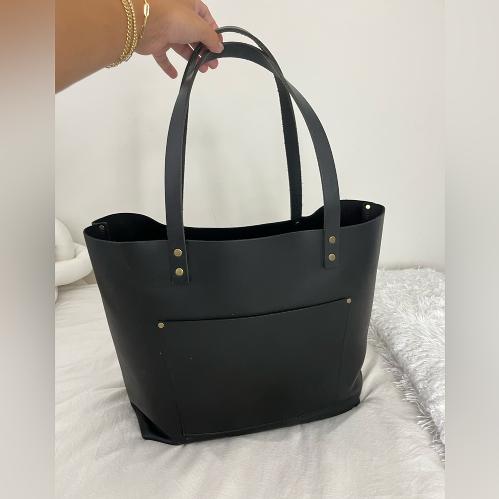 Portland Leather Almost Perfect Tote Black Oversized